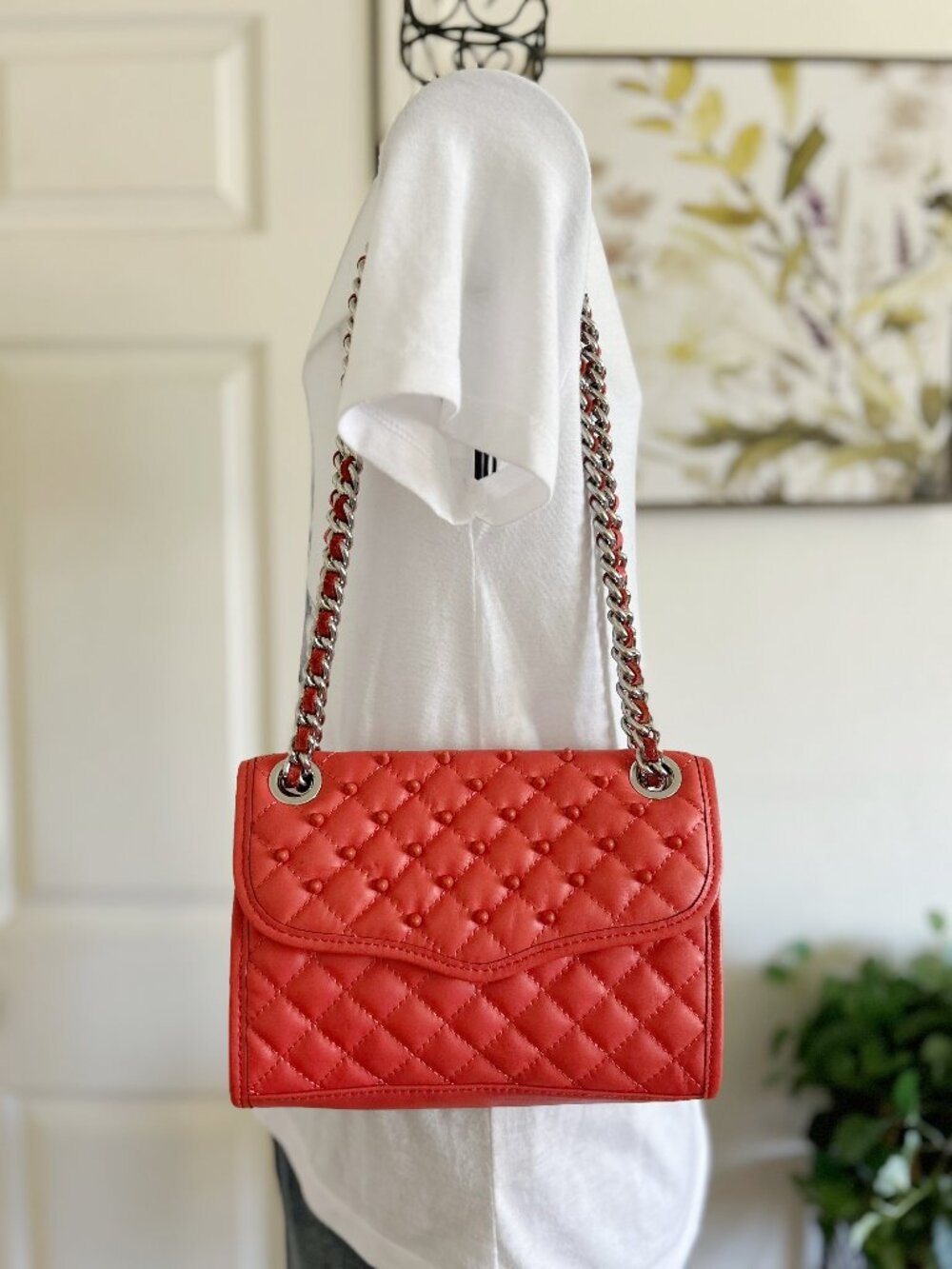 Rebecca Minkoff Quilted Red Chain-Shoulder Bag